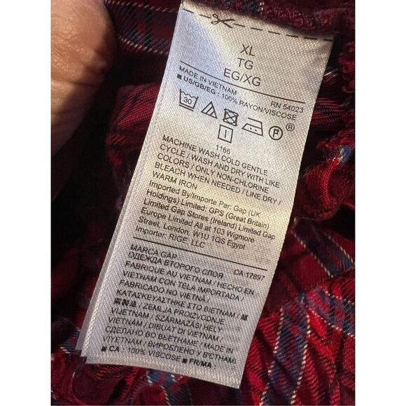NWT GAP Red & Blue Plaid Faux-Wrap Ruffle Hem Dress XL - Picture 7 of 8